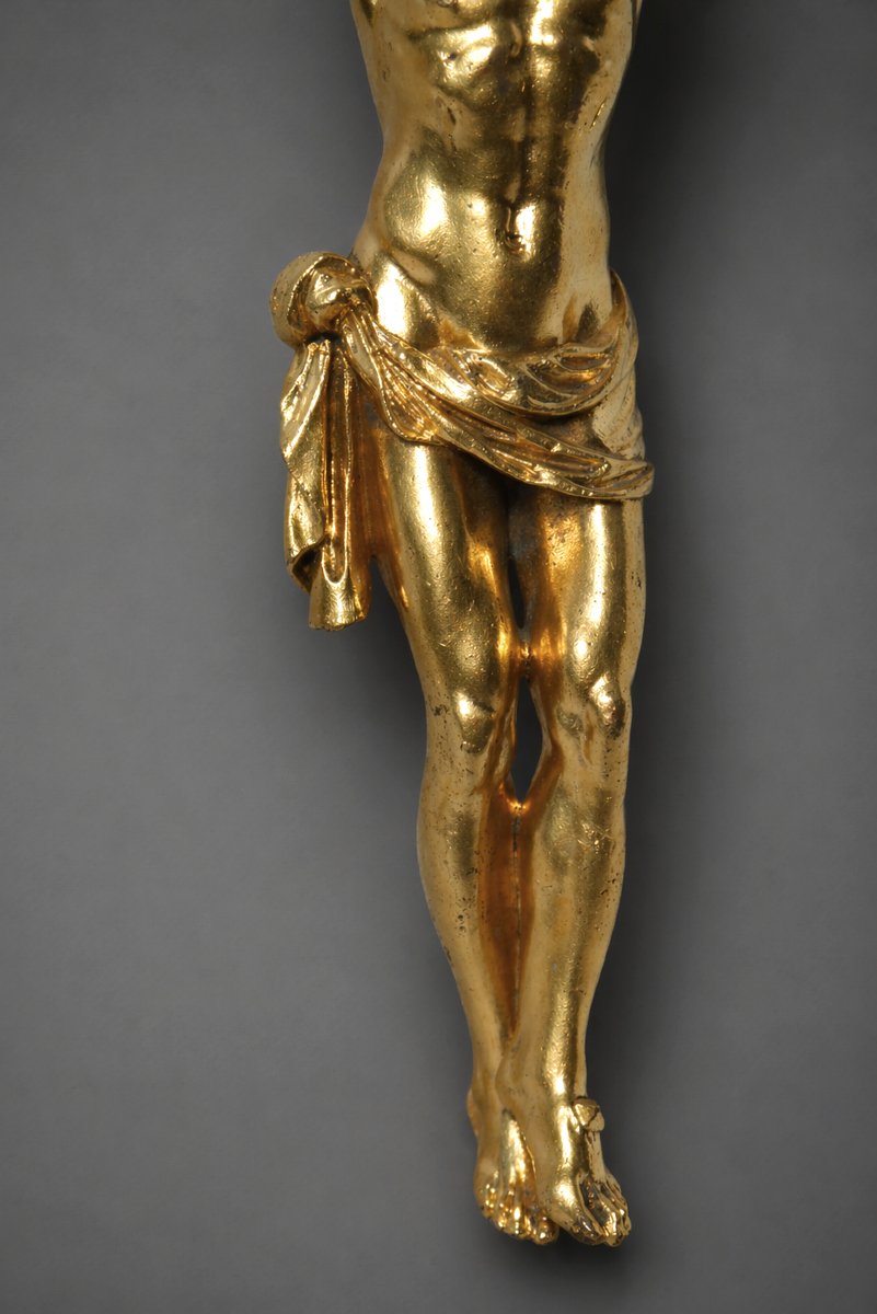 Christ En Croix , Crucifix XVIIe , Bronze doré , Modele Baroque , Objet Religieux-photo-4