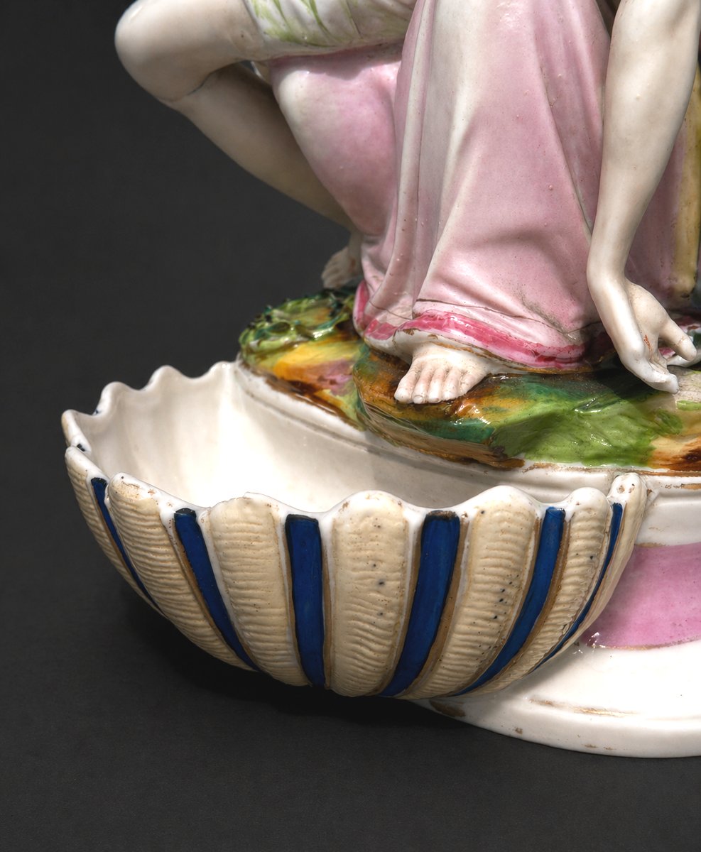 Grand Benitier En Biscuit Polychrome , Vieux Paris XIXe , Pieta , Vierge & Christ Napoléon III-photo-1