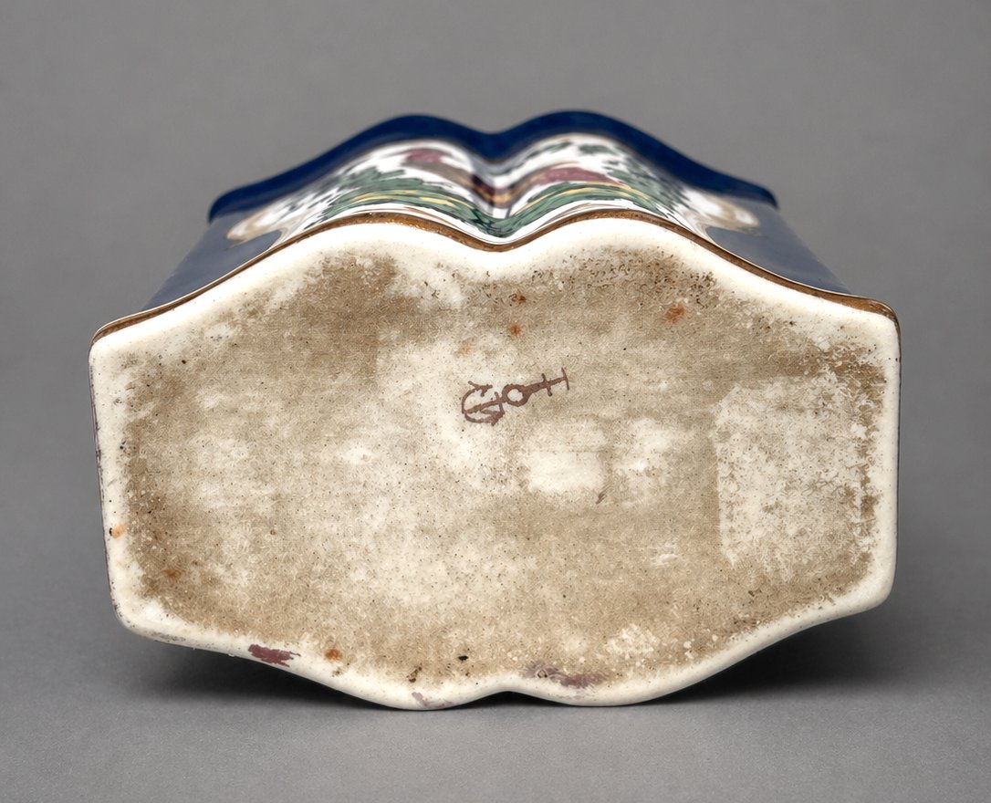 18th Century Porcelain Tea Box, Solid Silver Mounting, 19th Century, Birds With Branches-photo-2