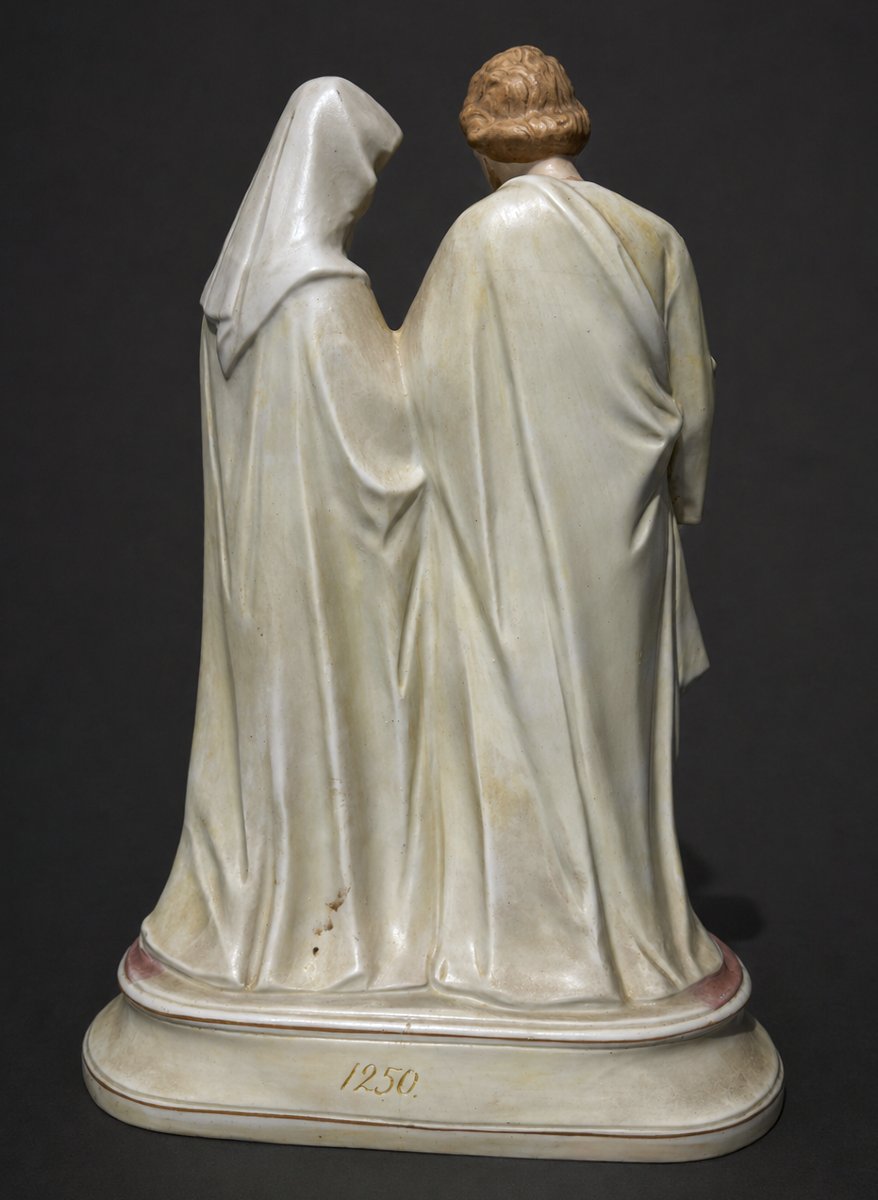 Goupe En Biscuit Polychrome , Sainte Famille Sujet Religieux XIXe , Sculpture , Virgin , Jesus-photo-4