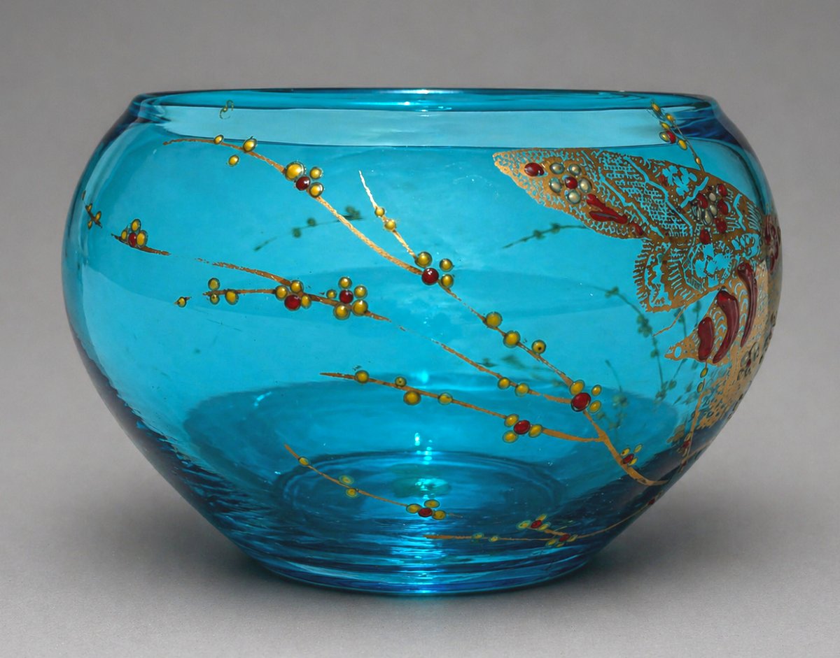 Vase En Cristal De Baccarat XIXe , Papillon De Nuit , Insecte , Art Nouveau , Japonisme-photo-3