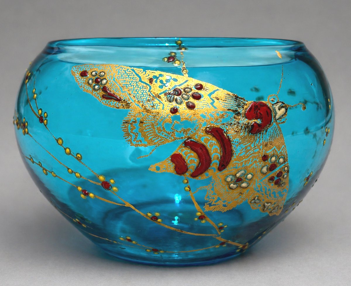 Vase En Cristal De Baccarat XIXe , Papillon De Nuit , Insecte , Art Nouveau , Japonisme-photo-4