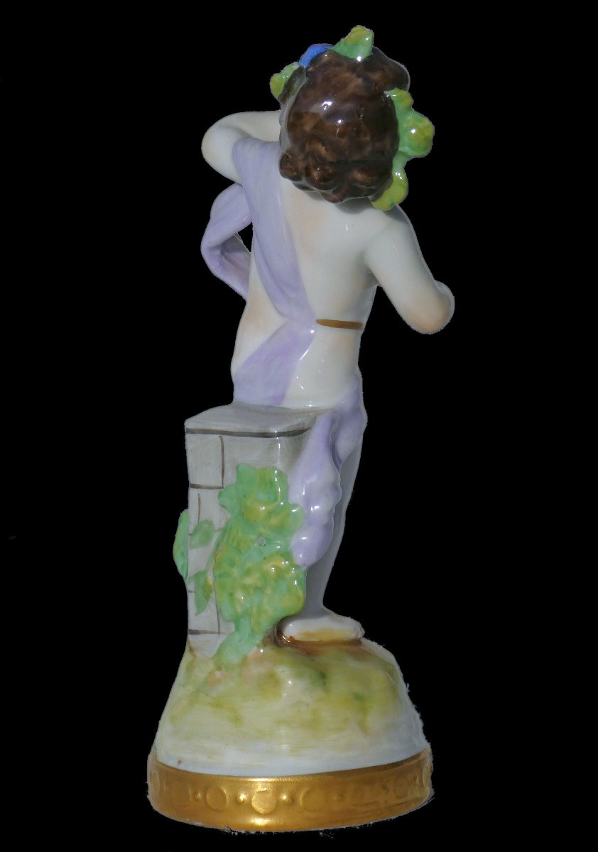 Mythological Subject In German Porcelain 18th Century Style , Volkstedt 19th Century , Bacchus Vigne Raisin-photo-3