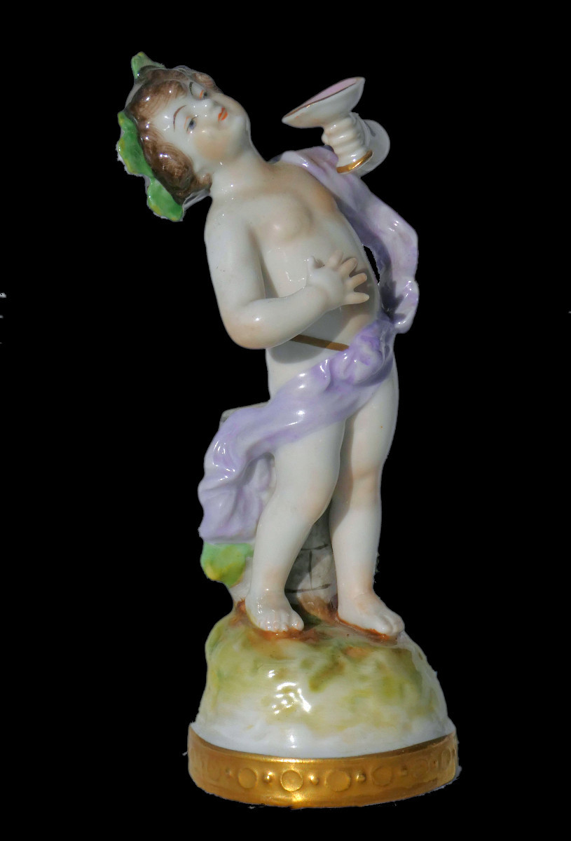 Mythological Subject In German Porcelain 18th Century Style , Volkstedt 19th Century , Bacchus Vigne Raisin