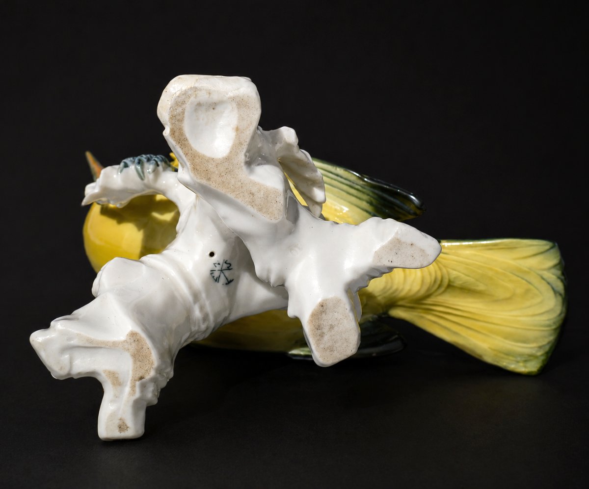 Large German Porcelain Subject , Hanging Bird , Karl Ens , Art Deco , Oriole , Saxony-photo-2