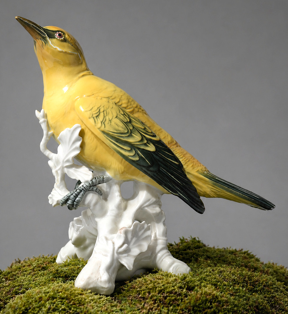 Large German Porcelain Subject , Hanging Bird , Karl Ens , Art Deco , Oriole , Saxony