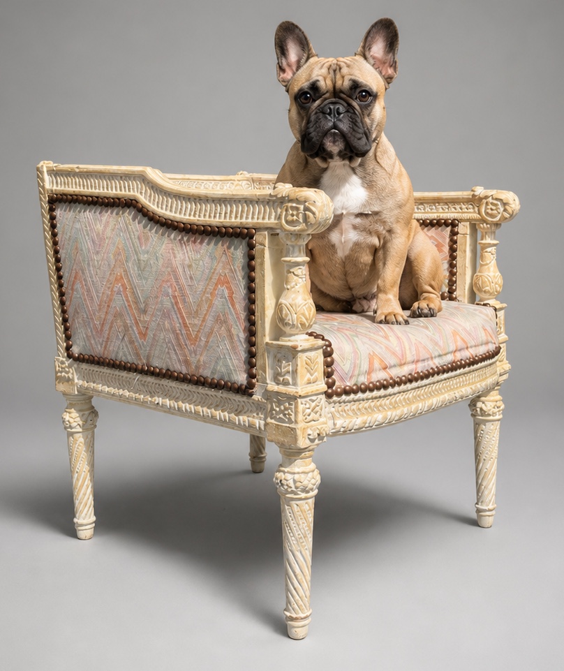 Fauteuil D’Enfant , Bergère XIXe Style Louis XVI , Panier De chien / Chat , Mobilier Miniature-photo-2