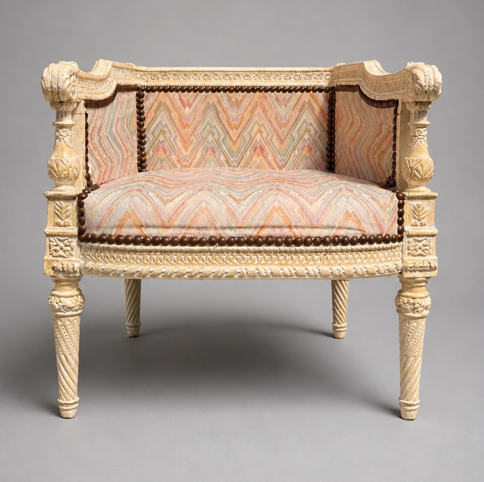 Fauteuil D’Enfant , Bergère XIXe Style Louis XVI , Panier De chien / Chat , Mobilier Miniature-photo-2
