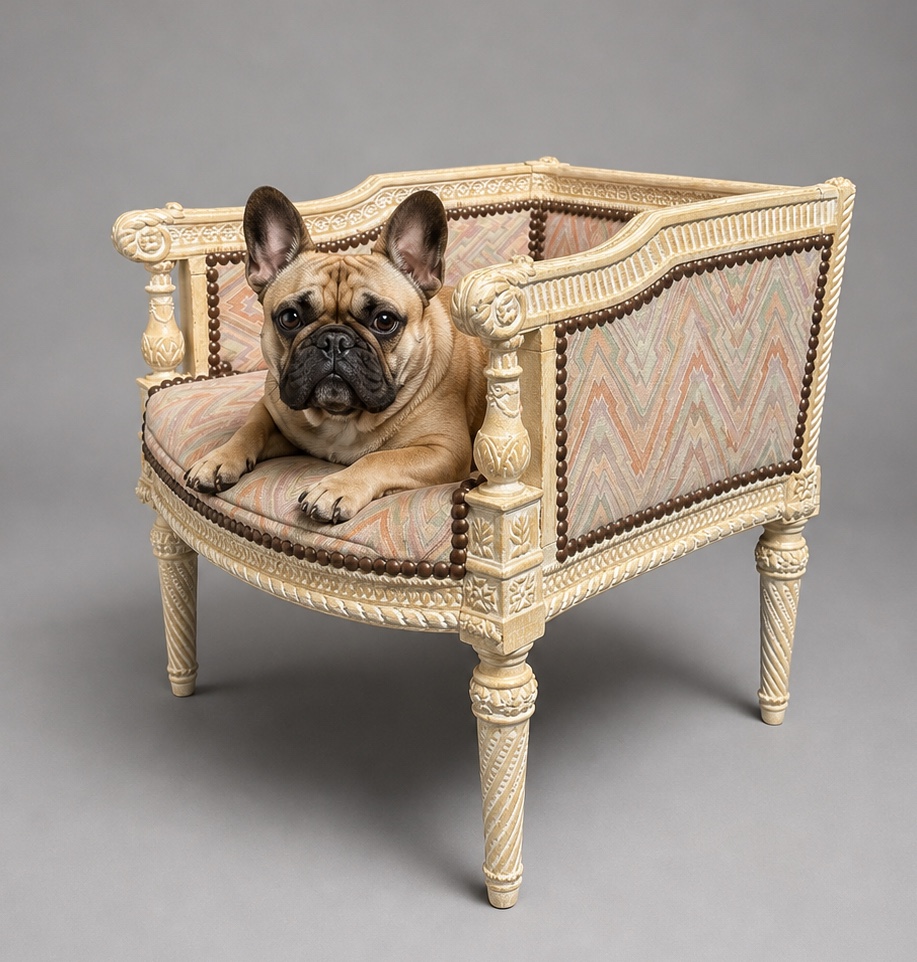 Fauteuil D’Enfant , Bergère XIXe Style Louis XVI , Panier De chien / Chat , Mobilier Miniature