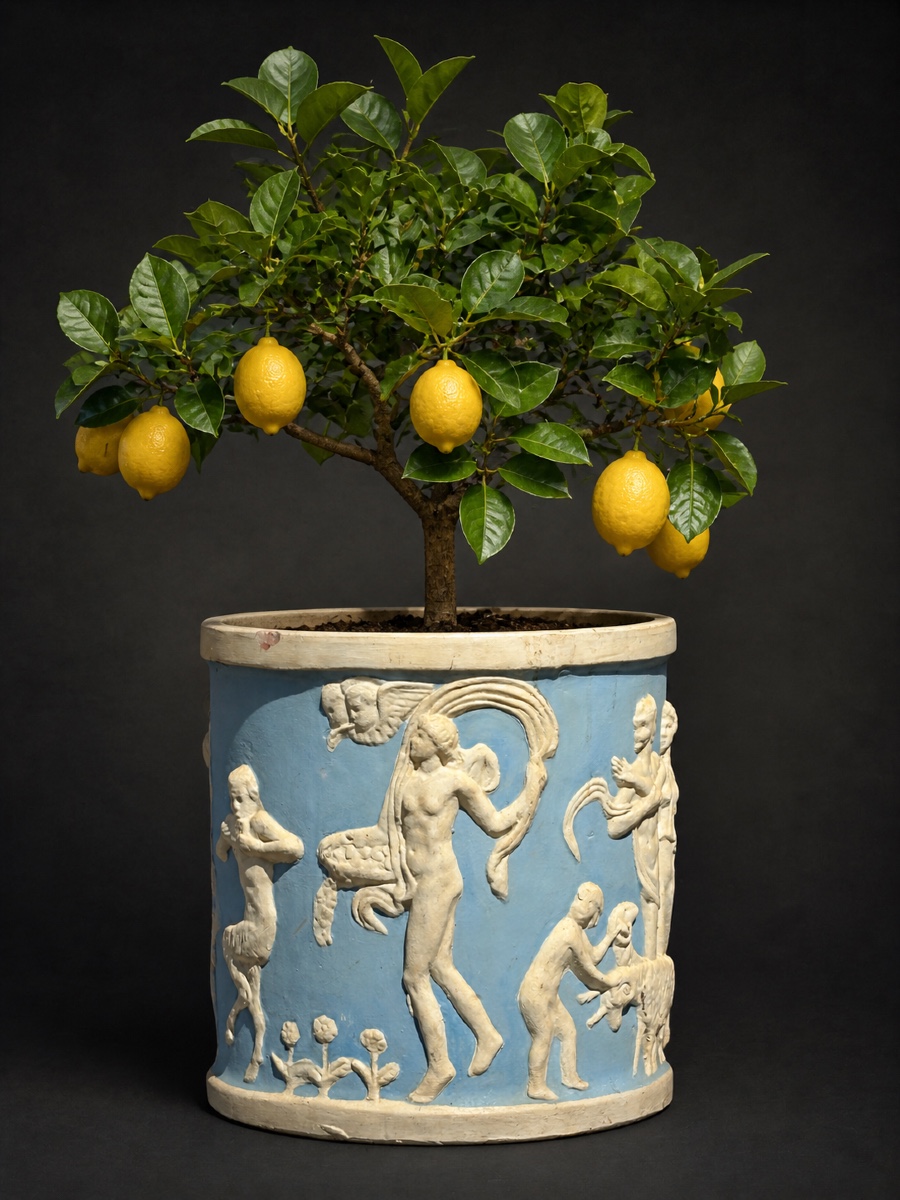 Grand Cache Pot En Terre Cuite , Mythological Decor , XIXe Directoire , Wedgwood Bac Oranger