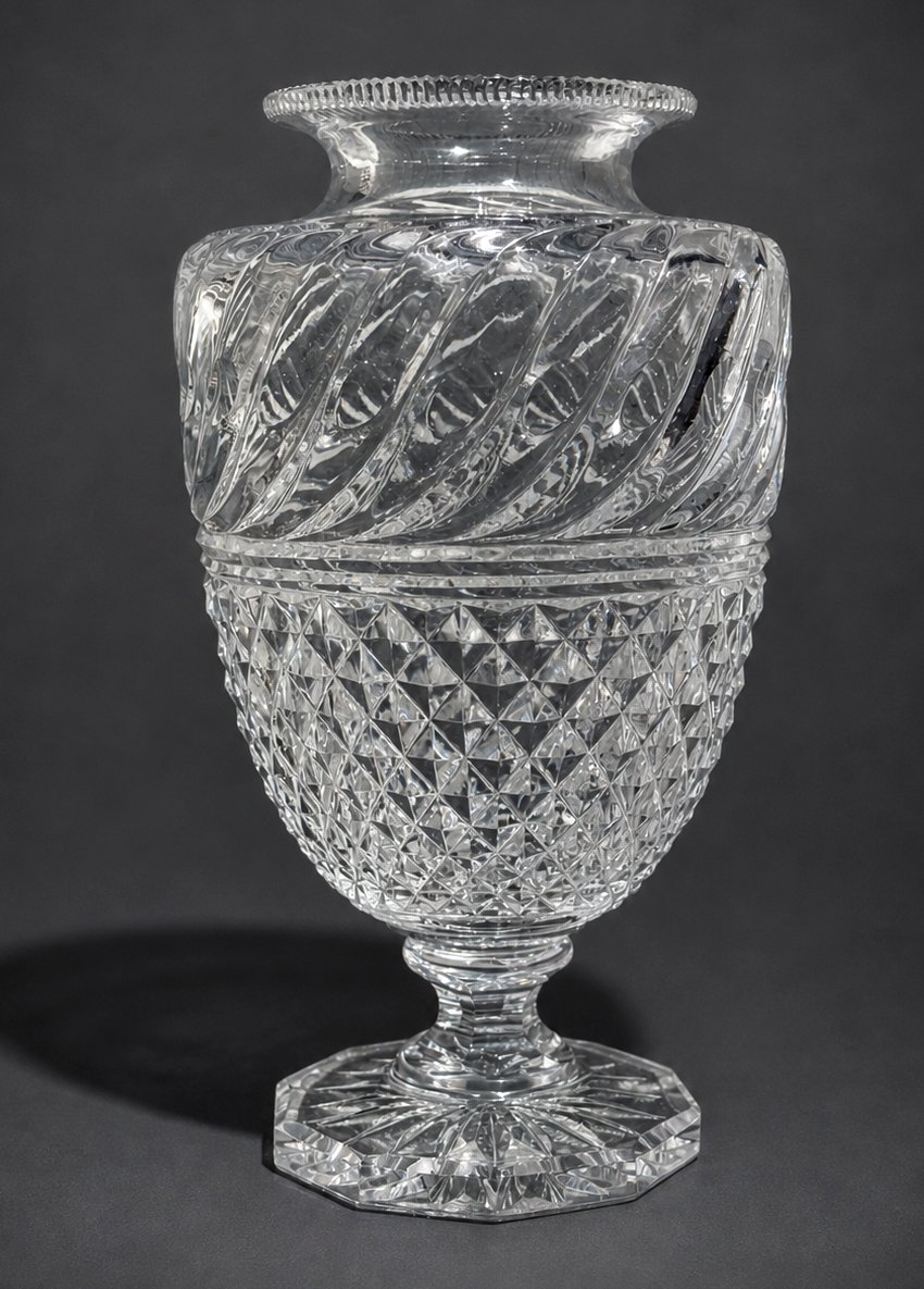 Vase En Cristal Taillé De Baccarat XIXe , Decor Charles X , Ananas , Medicis Style 1820-photo-2
