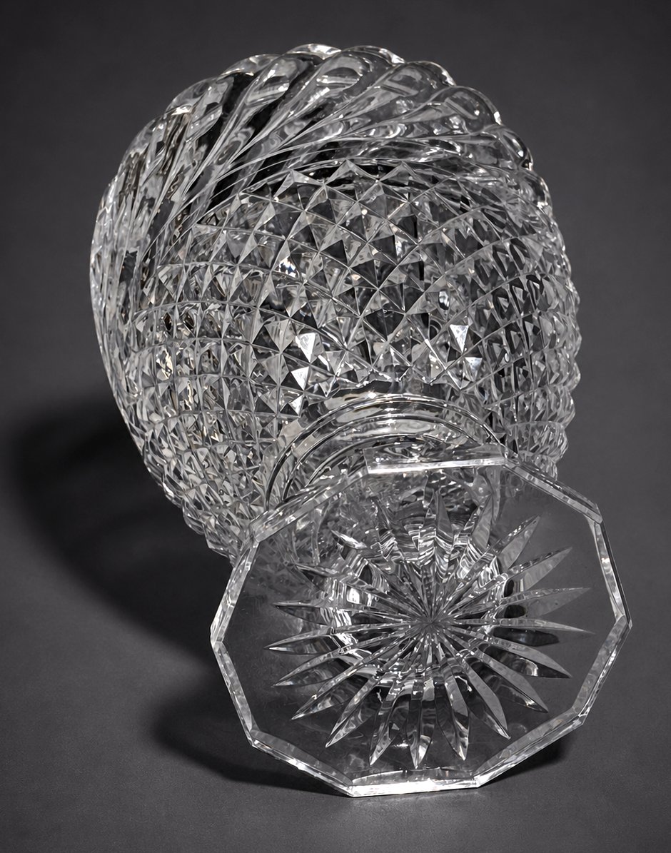 Vase En Cristal Taillé De Baccarat XIXe , Decor Charles X , Ananas , Medicis Style 1820-photo-3