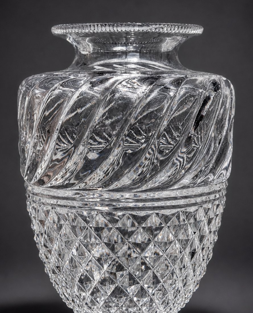 Vase En Cristal Taillé De Baccarat XIXe , Decor Charles X , Ananas , Medicis Style 1820-photo-4