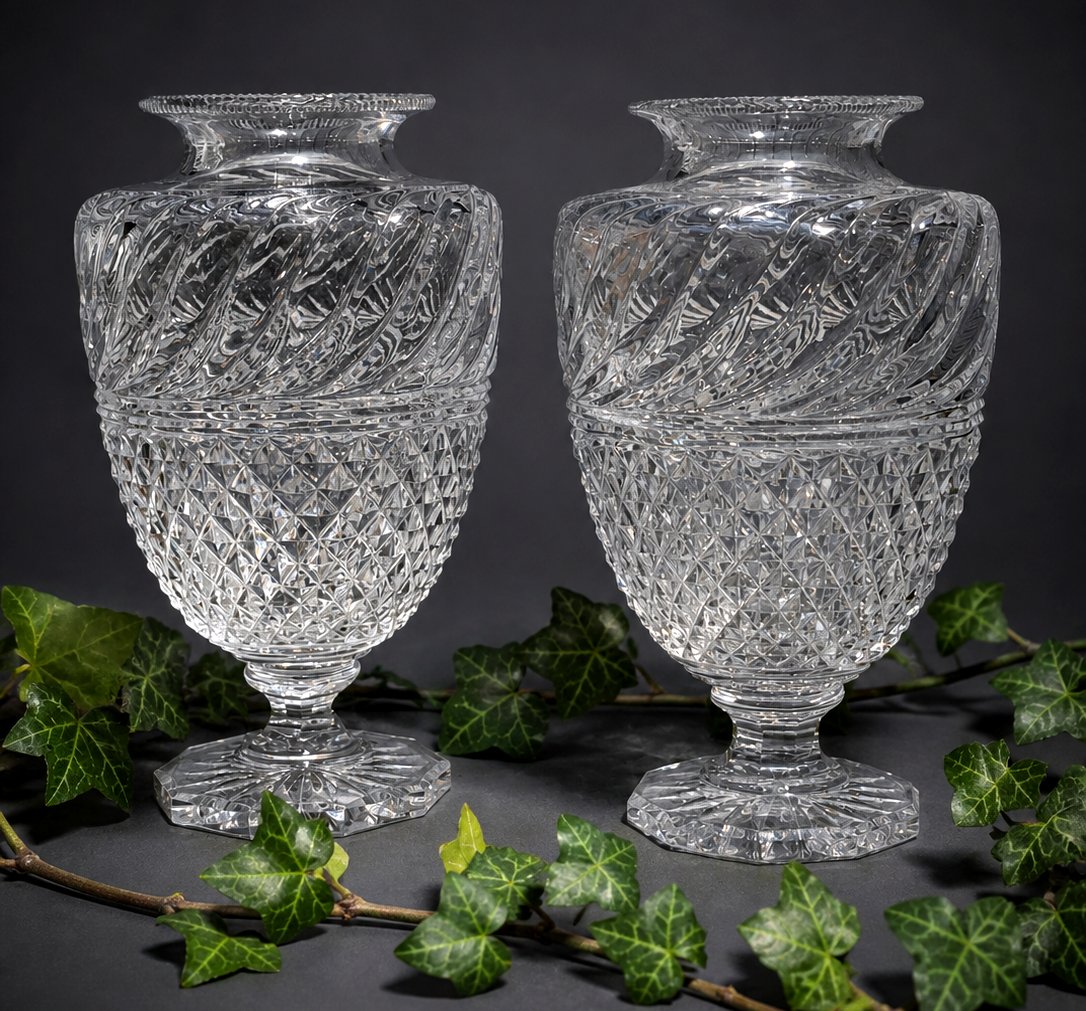 Vase En Cristal Taillé De Baccarat XIXe , Decor Charles X , Ananas , Medicis Style 1820-photo-1