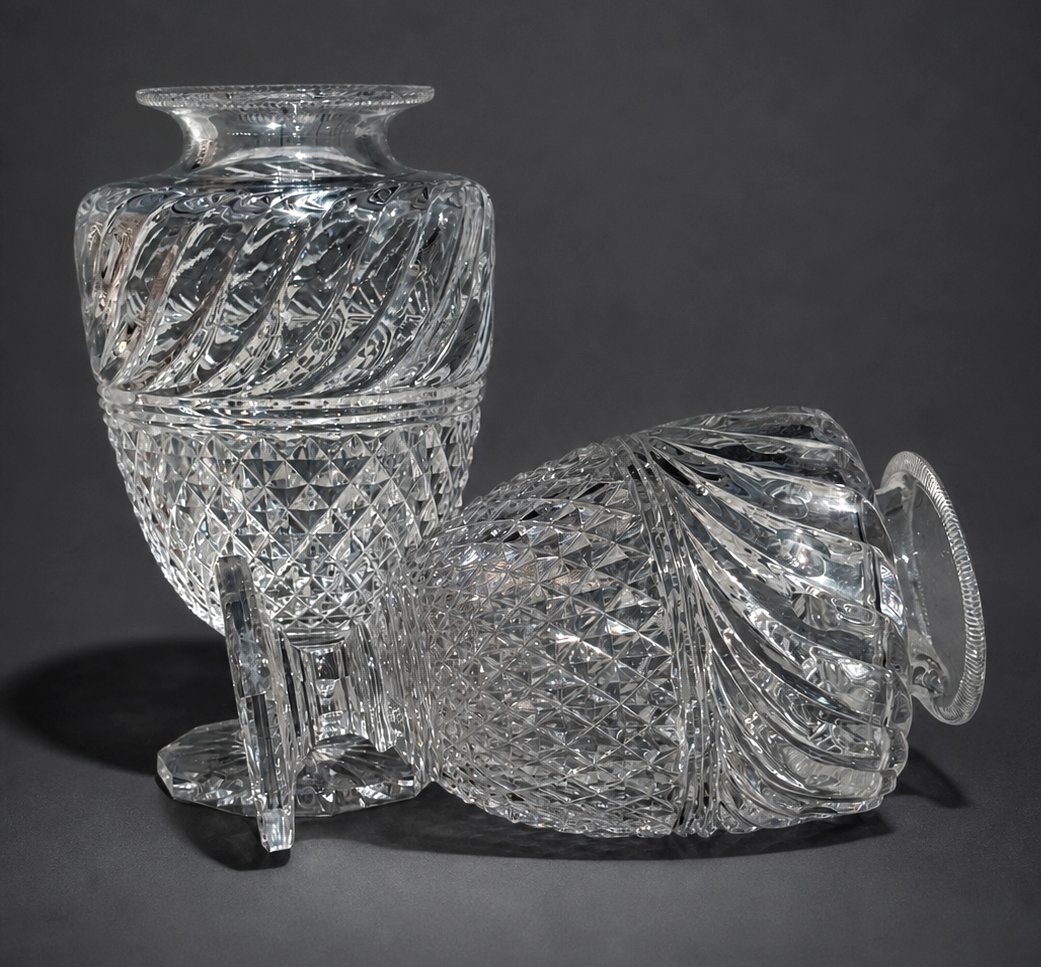 Vase En Cristal Taillé De Baccarat XIXe , Decor Charles X , Ananas , Medicis Style 1820-photo-2