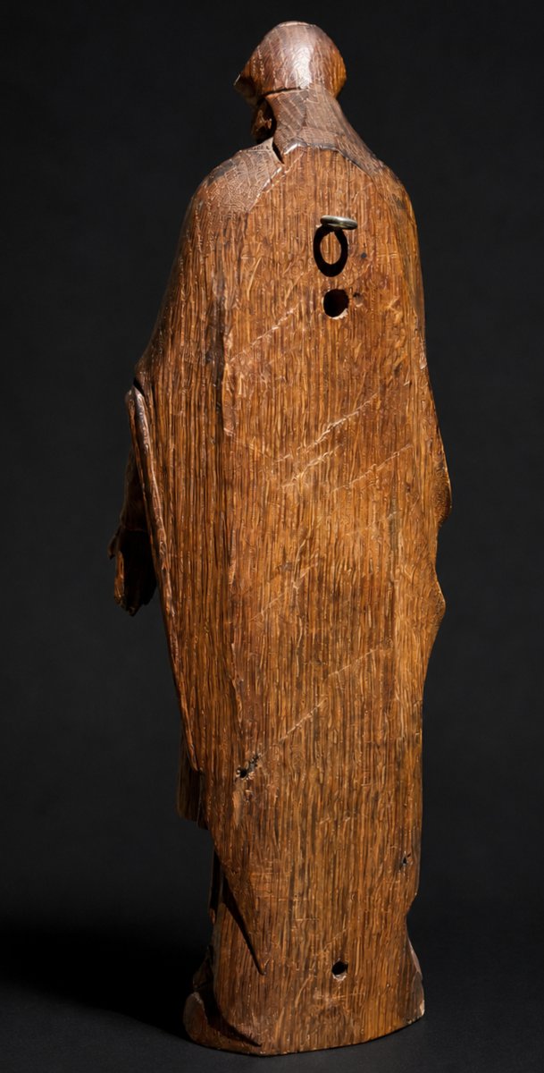 Sculpture Religieuse XIXE , Saint Personnage , Eveque , Bois Sculpté Style XVIIIe , -photo-1