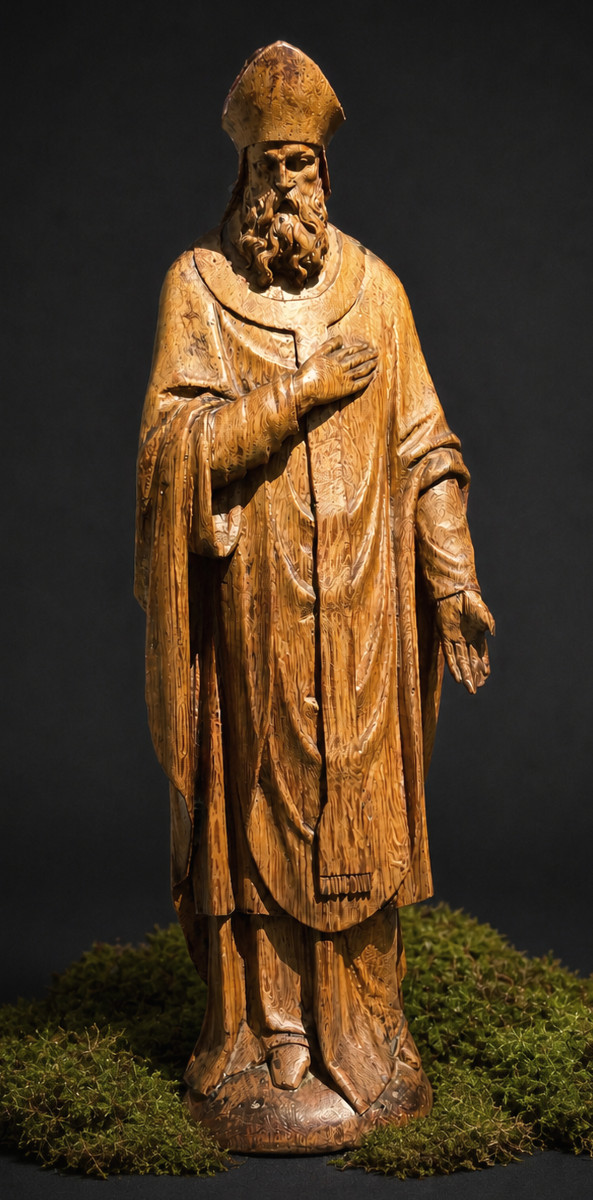 Sculpture Religieuse XIXE , Saint Personnage , Eveque , Bois Sculpté Style XVIIIe , 