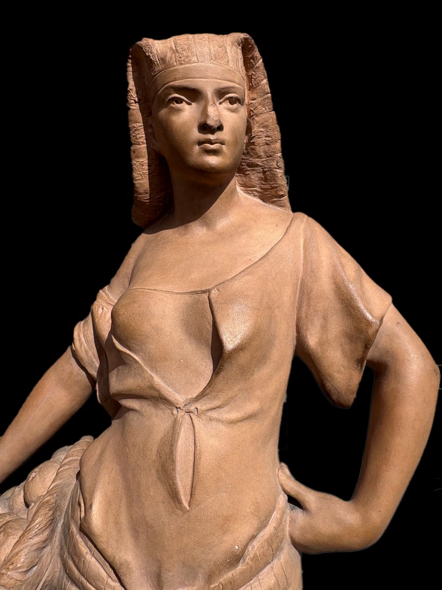 Terre Cuite Orientaliste Signé Antoine Bastet Editée Par Sèvres , Egyptienne Denudée , Curiosa-photo-2