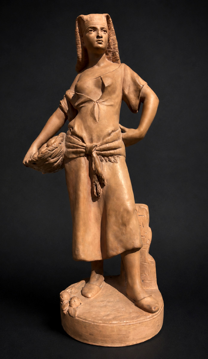 Terre Cuite Orientaliste Signé Antoine Bastet Editée Par Sèvres , Egyptienne Denudée , Curiosa