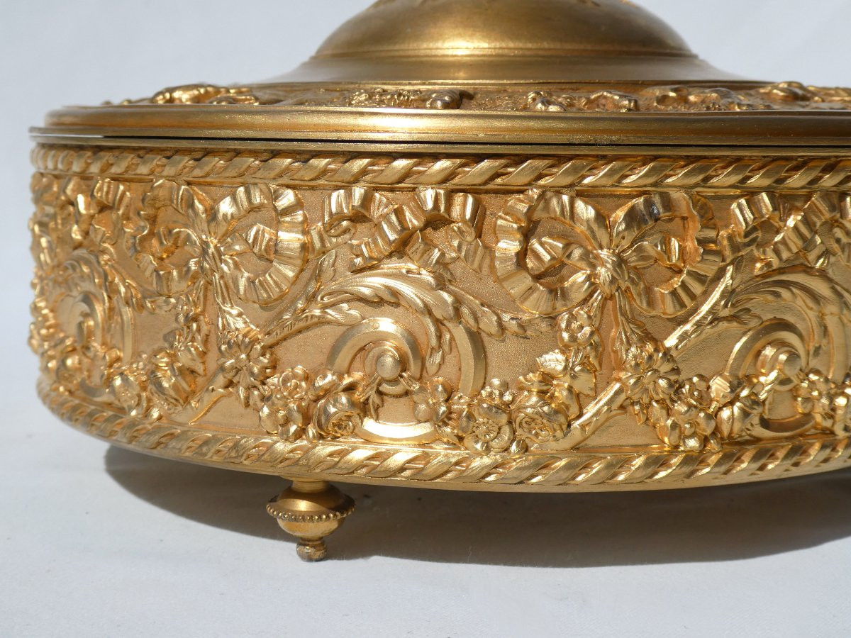 Grande Boite A Bijoux Epoque Napoléon III , Bronze Doré , Ecrin , Coffret XIXe , Lierre Paris-photo-3