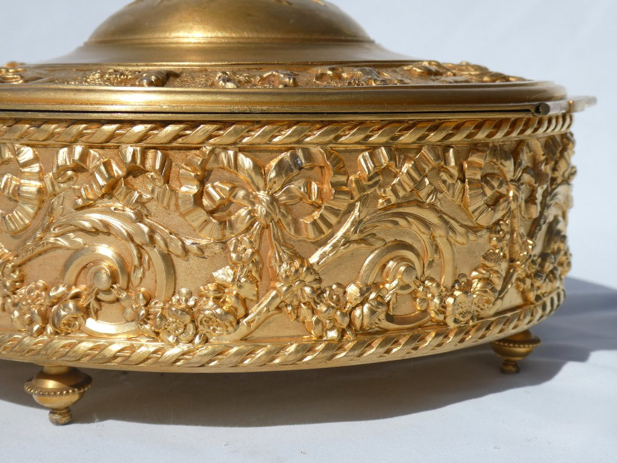 Grande Boite A Bijoux Epoque Napoléon III , Bronze Doré , Ecrin , Coffret XIXe , Lierre Paris-photo-4