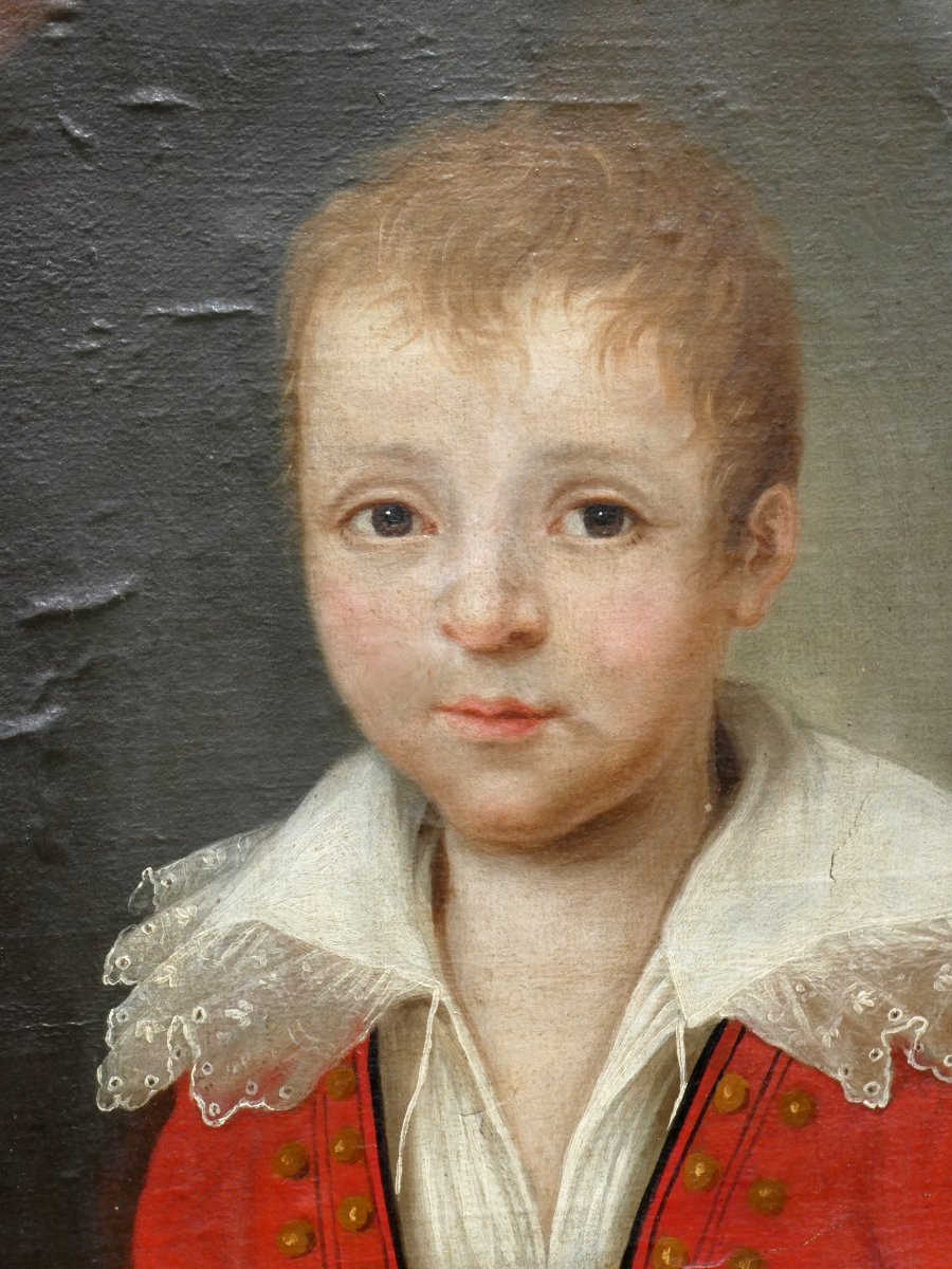 Huile Sur Toile , Portrait D'Enfant , Garçon XVIIIe , Epoque Directoire , Louis XVI , 1800-photo-3