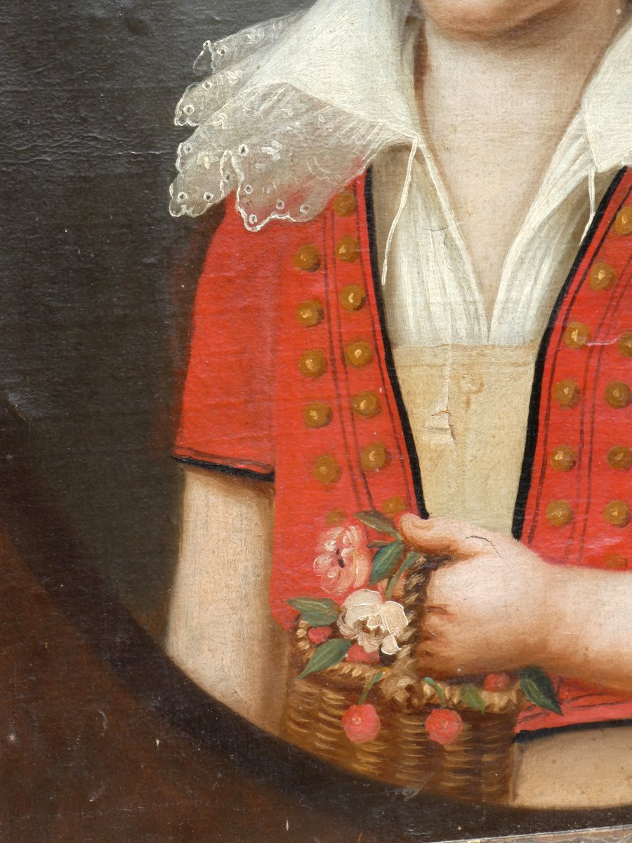 Huile Sur Toile , Portrait D'Enfant , Garçon XVIIIe , Epoque Directoire , Louis XVI , 1800-photo-1