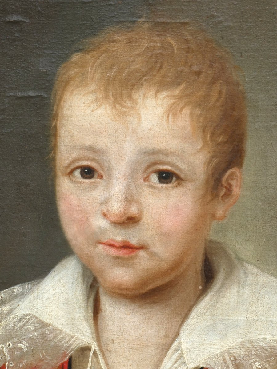 Huile Sur Toile , Portrait D'Enfant , Garçon XVIIIe , Epoque Directoire , Louis XVI , 1800-photo-3