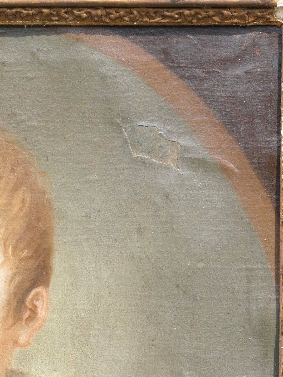 Huile Sur Toile , Portrait D'Enfant , Garçon XVIIIe , Epoque Directoire , Louis XVI , 1800-photo-4