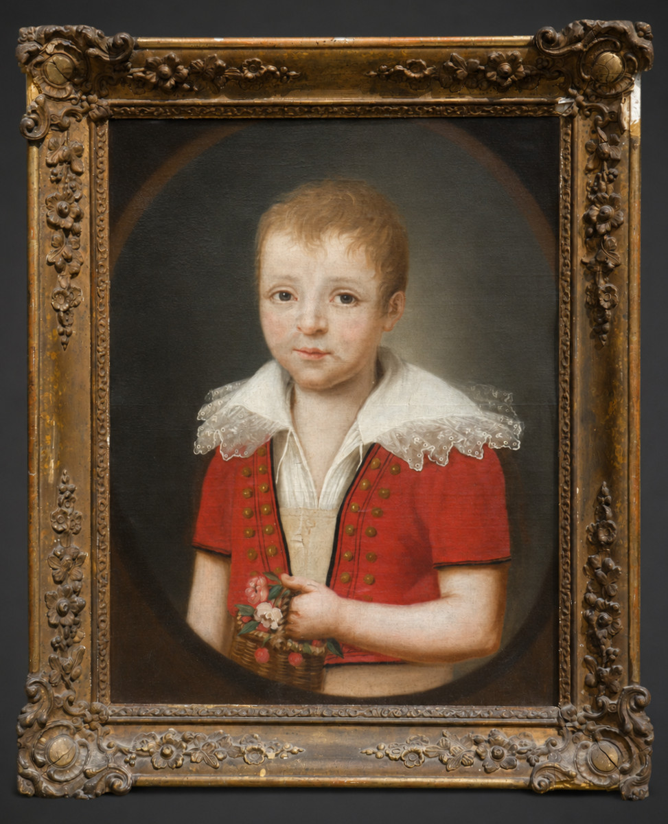 Huile Sur Toile , Portrait D'Enfant , Garçon XVIIIe , Epoque Directoire , Louis XVI , 1800