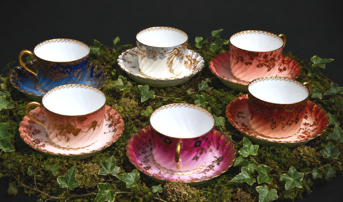Limoges Porcelain Tea / Coffee Set , Art Nouveau , Haviland 19th , 1900 , Cups