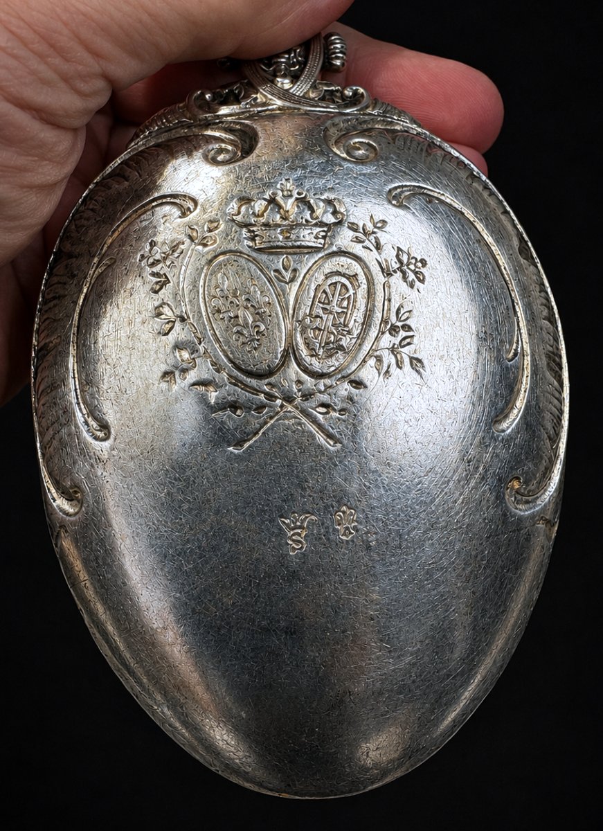 Large Piece In Solid Silver XIXth , Portrait Of Louis XVI , Historical Souvenir , Ladle-photo-2