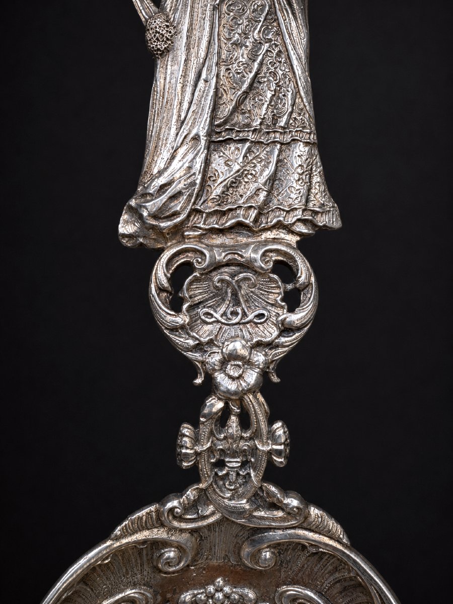 Large Piece In Solid Silver XIXth , Portrait Marie Antoinette , Historical Souvenir , Louche-photo-2
