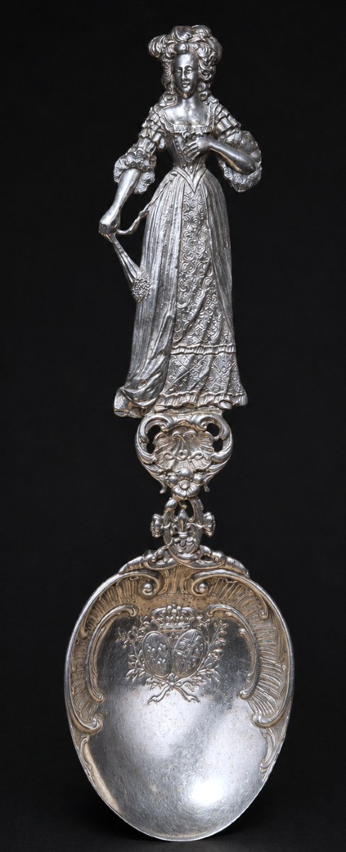 Large Piece In Solid Silver XIXth , Portrait Marie Antoinette , Historical Souvenir , Louche-photo-4