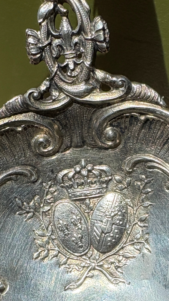 Large Piece In Solid Silver XIXth , Portrait Marie Antoinette , Historical Souvenir , Louche-photo-1
