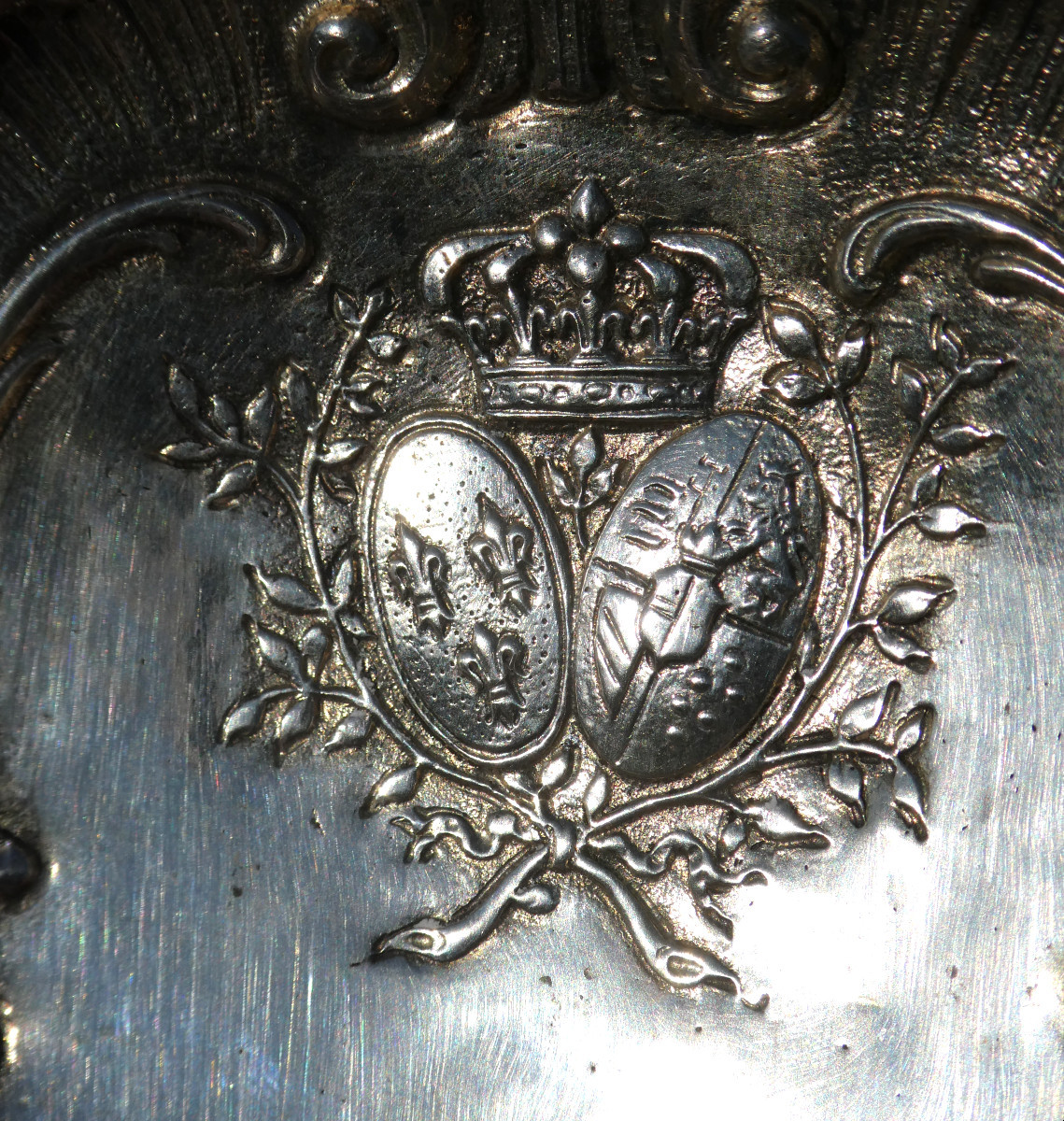 Large Piece In Solid Silver XIXth , Portrait Marie Antoinette , Historical Souvenir , Louche-photo-3