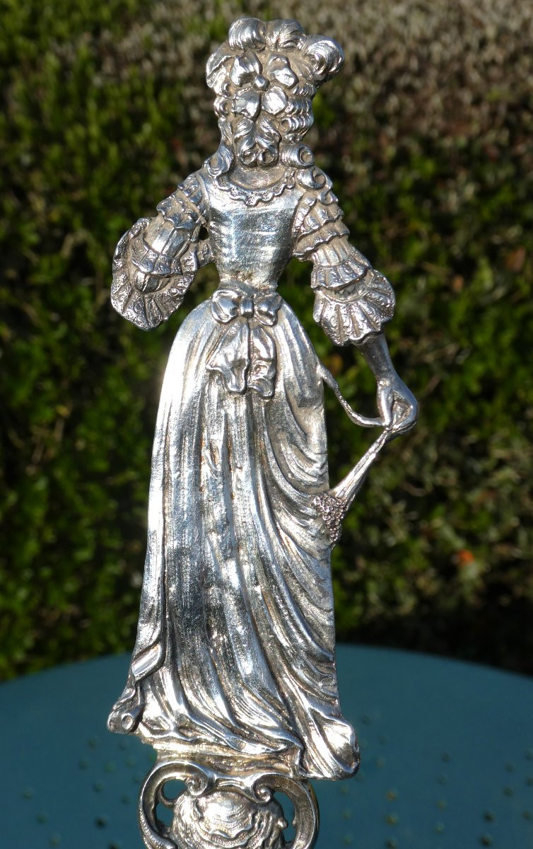 Large Piece In Solid Silver XIXth , Portrait Marie Antoinette , Historical Souvenir , Louche-photo-6