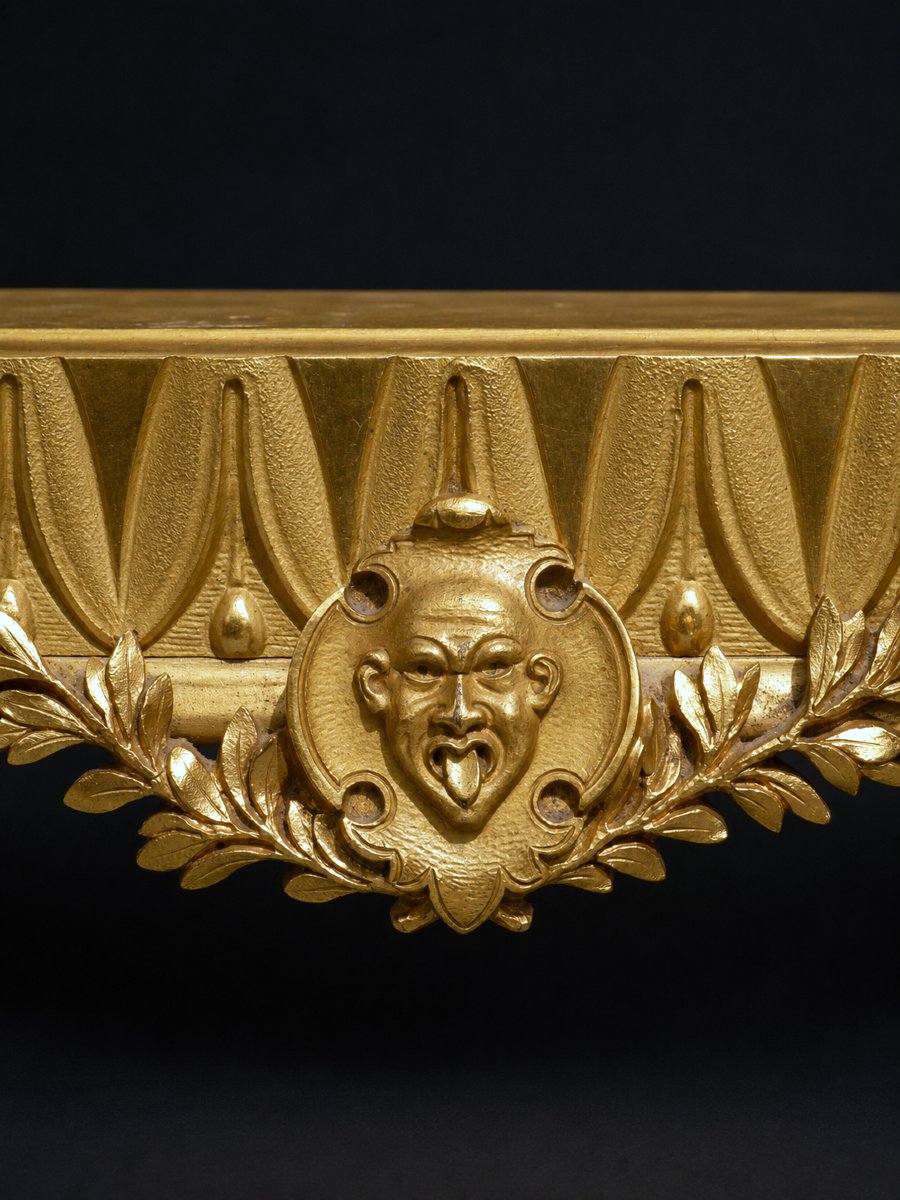 Pendule Portique En Bronze Doré – Exposition Universelle De Paris 1878 - Horloge XIXe , Masques-photo-2
