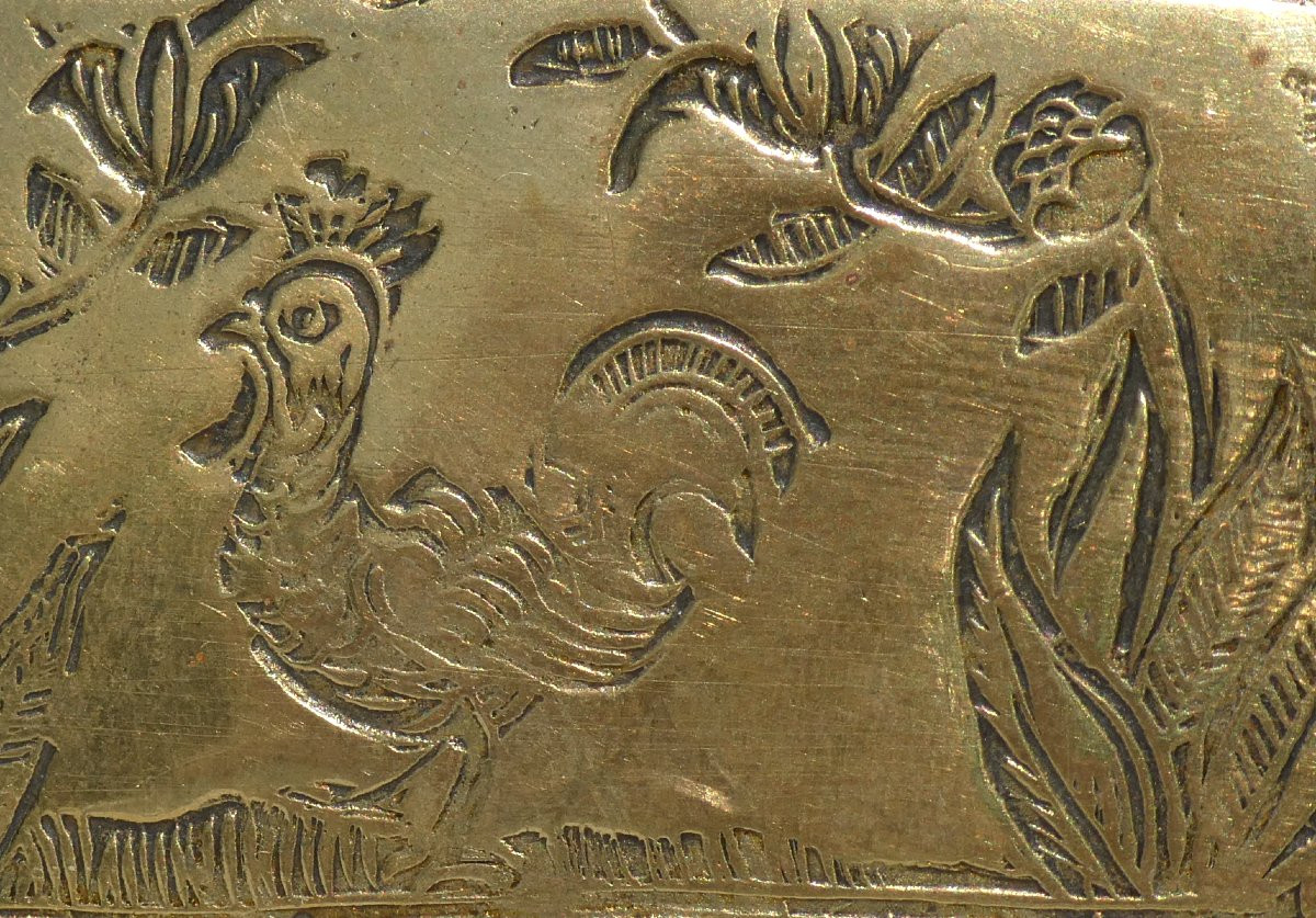 Tabatiere XVIIIe , Boite à Tabac , Laiton Gravé , Devise d'Amour , Louis XVI-photo-2