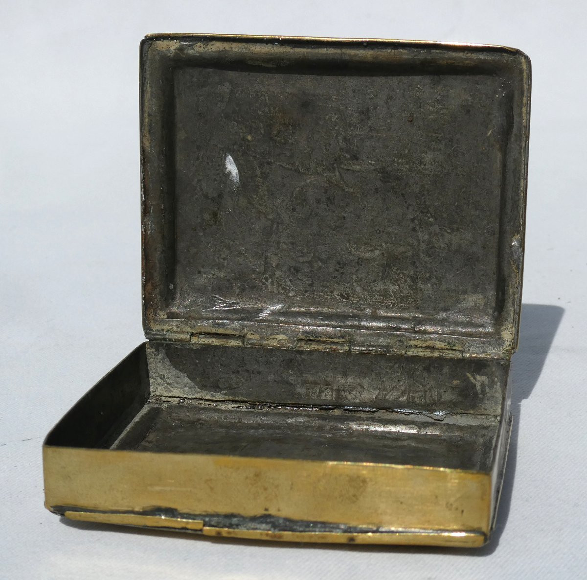 Tabatiere XVIIIe , Boite à Tabac , Laiton Gravé , Devise d'Amour , Louis XVI-photo-3