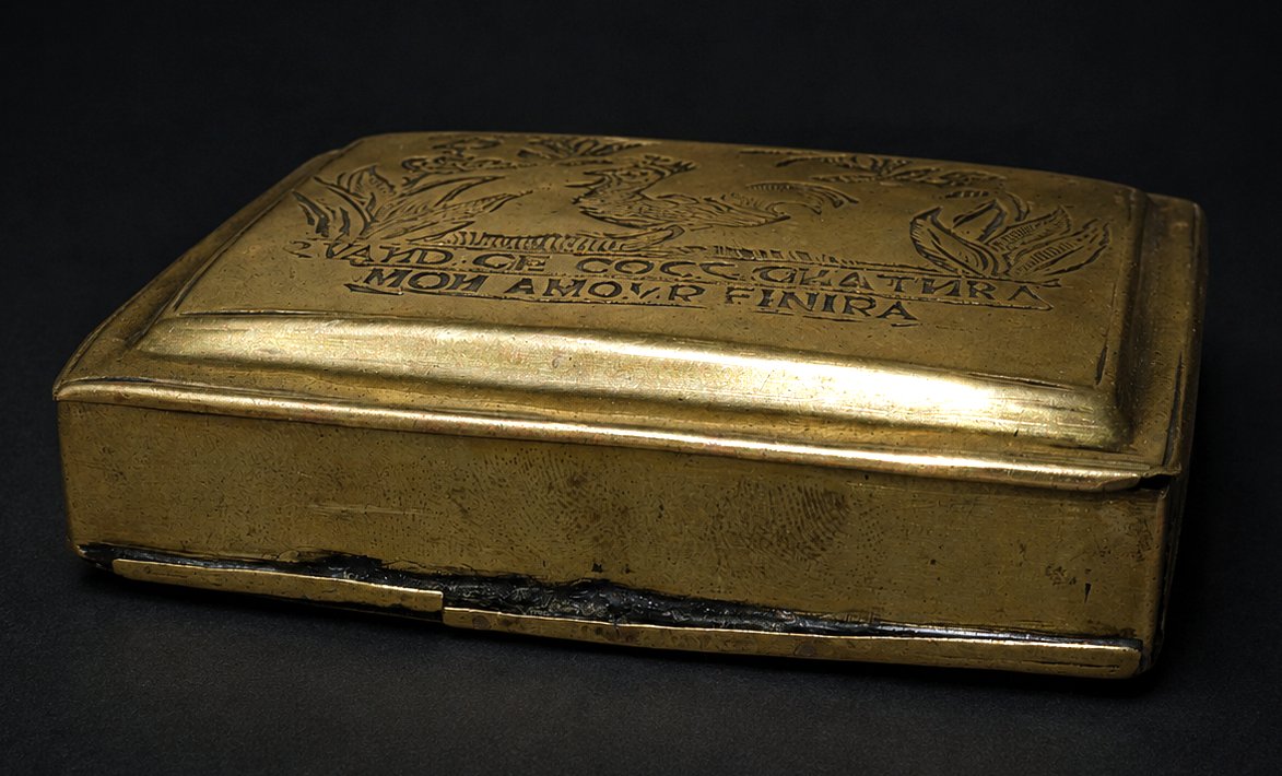 Tabatiere XVIIIe , Boite à Tabac , Laiton Gravé , Devise d'Amour , Louis XVI-photo-4