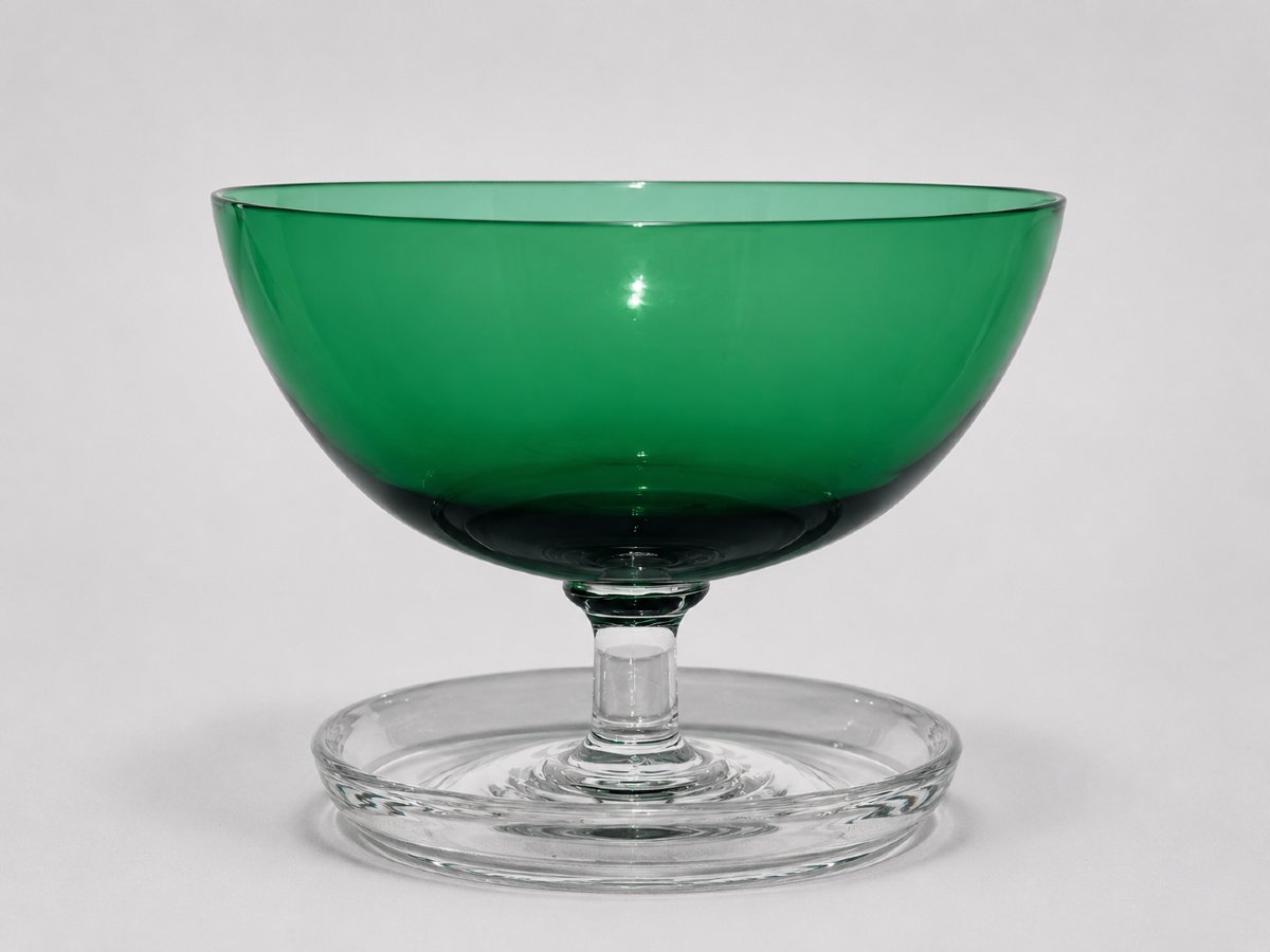 Série De 7 Coupes à Glace Fruits / Cerises , Cristal Art Deco , Bleu Vert , 1900 Bols Verres-photo-3