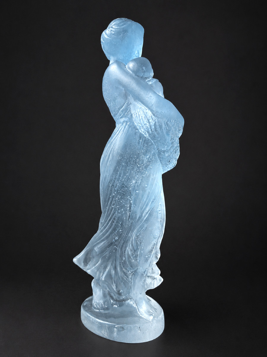 Maternité En Pate De Verre , Mere à l'Enfant , Signée Daum France , Art Nouveau