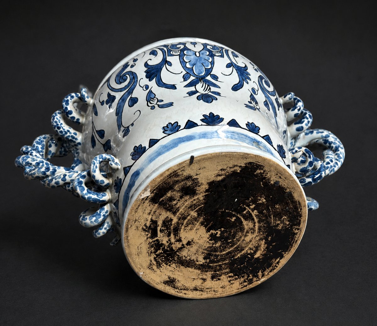 Cache Pot En Faience De Nevers , Bac à Oranger , Style XVIIIe , Camaieu De Bleu , XIXe Cratere-photo-2