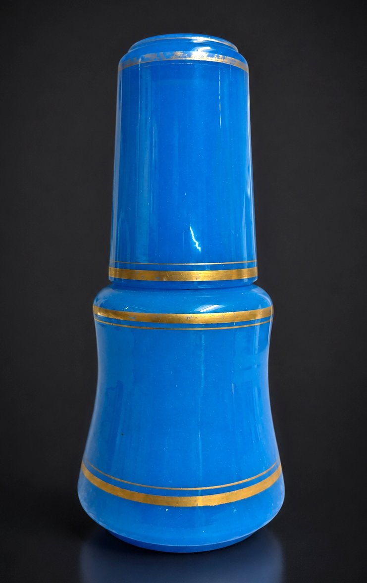 Carafe En Opaline Bleue , Gobelet , Service de Nuit , Gobelet / Verre , Louis Philippe XIXe-photo-4