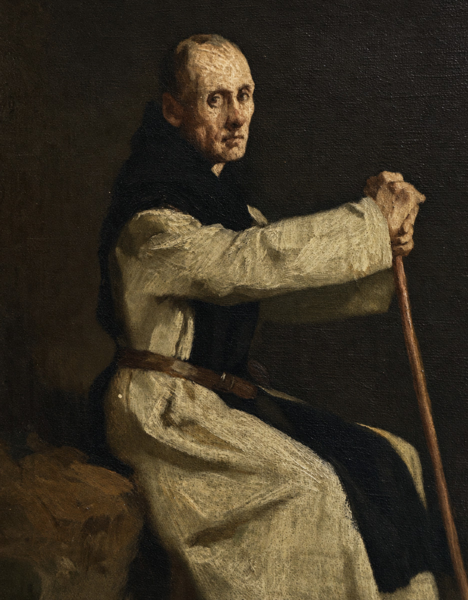 Oil On Canvas Signed Alphonse Frédéric Muraton (1824-1911) Cistercian Monk In Meditation XIX
