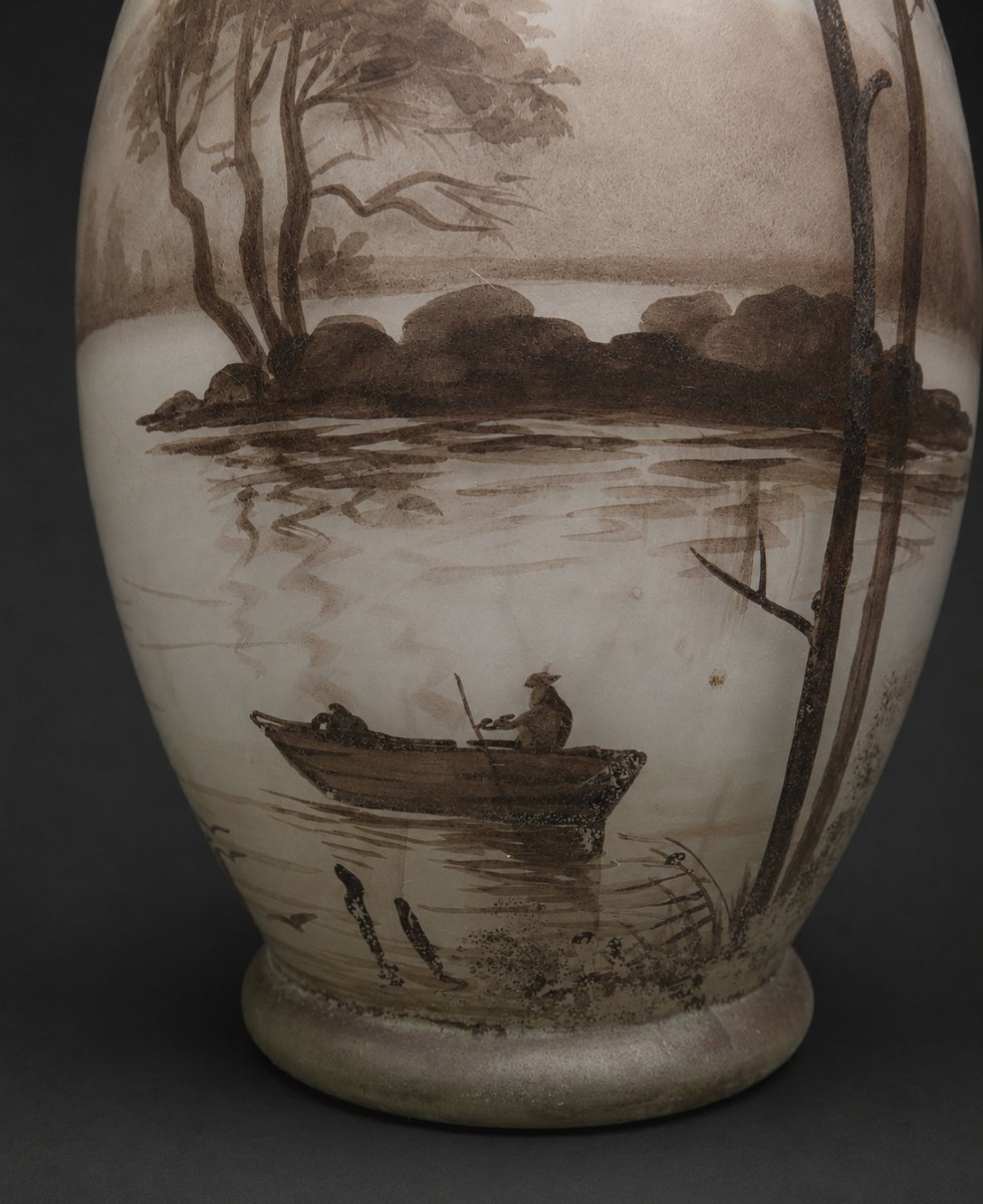 Enameled Glass Vase , Signed Jean-simon Peynaud, 1920 , Lacustre Decor-photo-3