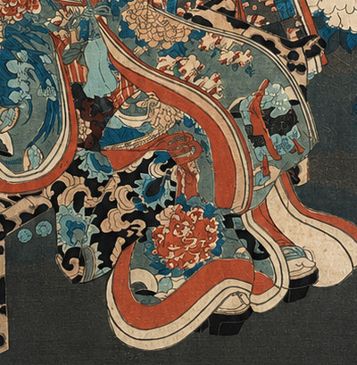 Japanese Ukiyo-e Print - Two Elegant Ladies Out For A Stroll - Edo / Meiji Period 19th Century-photo-3