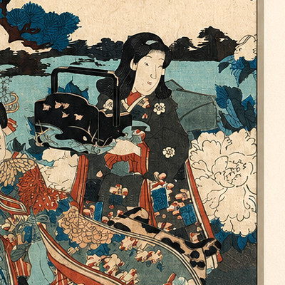 Japanese Ukiyo-e Print - Two Elegant Ladies Out For A Stroll - Edo / Meiji Period 19th Century-photo-2