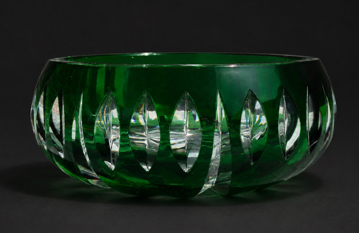 Saladier En Cristal Taillé De Saint Louis , Vert Émeraude 1900 , Coupe-photo-2